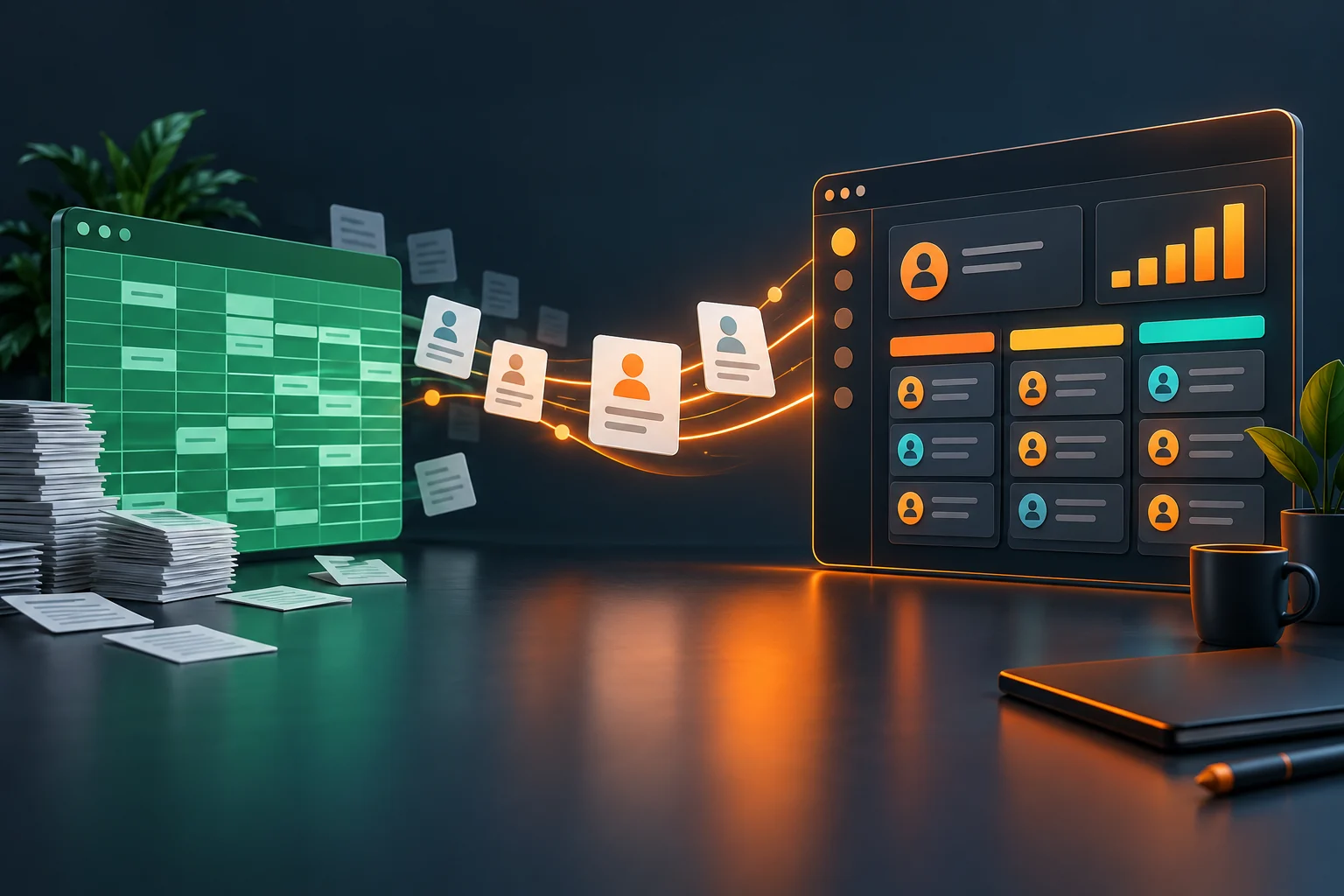 Переход от таблицы с клиентами к связанным карточкам CRM